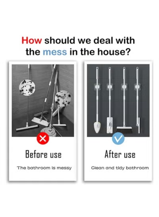 fantasize 6-Pack Self Adhesive Broom Holder Wall Mount - Heavy Duty No Drill Broom Organizer for Garage Closet Kitchen, Plastic Storage Rack for Brooms Mops Tools, Peel and Stick Adhesive - Image 4